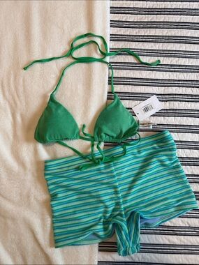 Pickleball Green Triangle Bikini Top